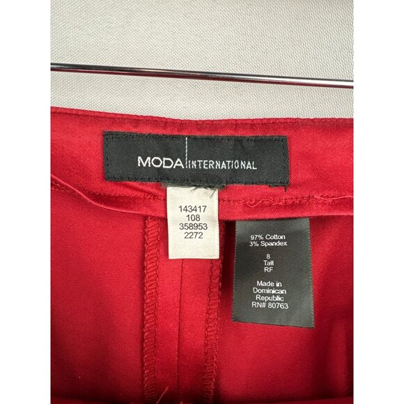 Women’s MODA International Size 8 Red Straight Leg Pants with Side Zip - Picture 5 of 5